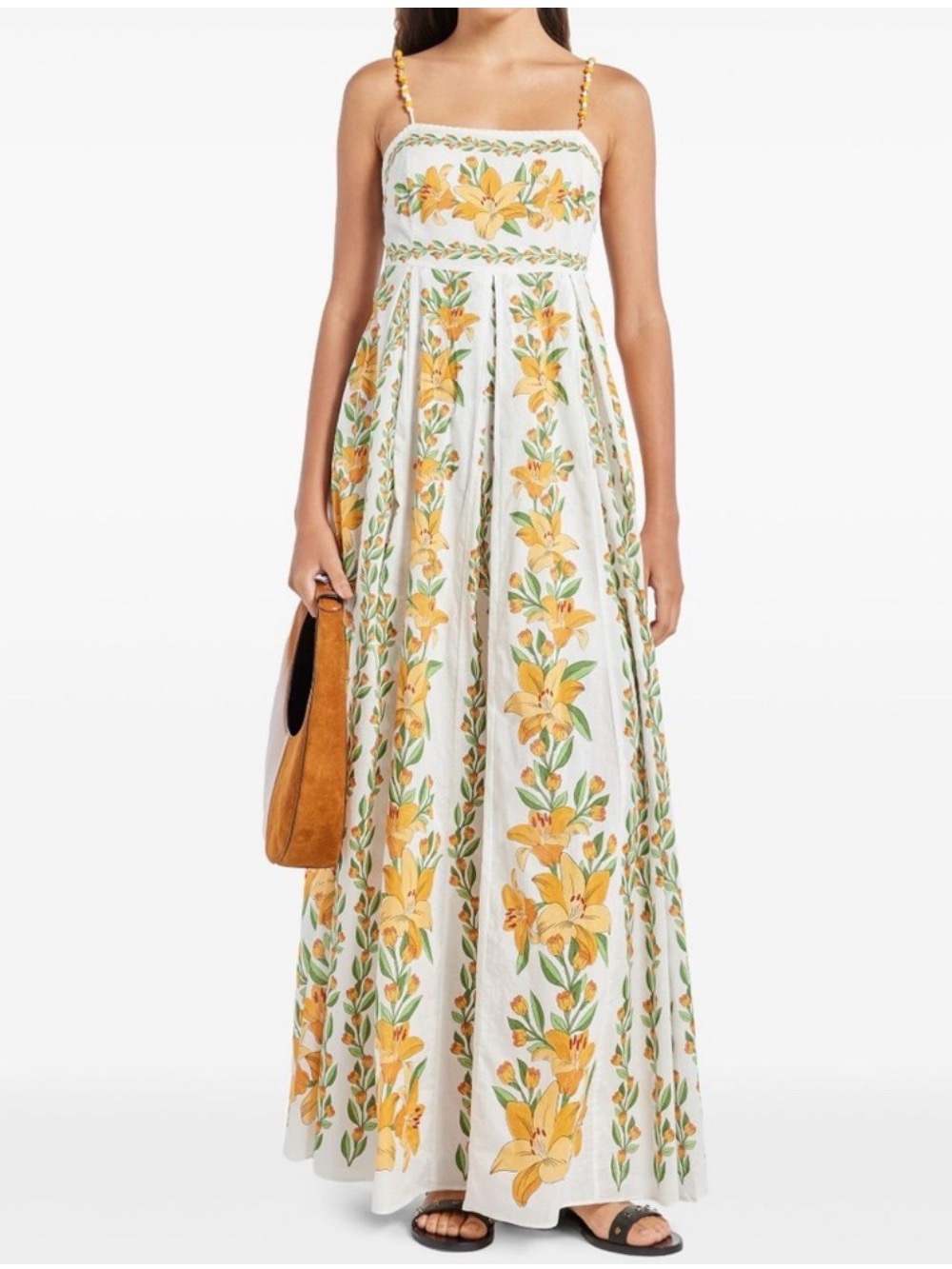 FARM Rio Tropical Lightness Floral Maxi Dress Medium Off White